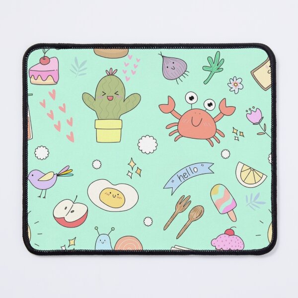 Item preview, Cute Kawaii Doodle Pattern – Pastel Cartoon Food, Animals & Happy Objects designed and sold by RushVibeWear.