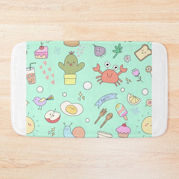 Item preview, Cute Kawaii Doodle Pattern – Pastel Cartoon Food, Animals & Happy Objects designed and sold by RushVibeWear.
