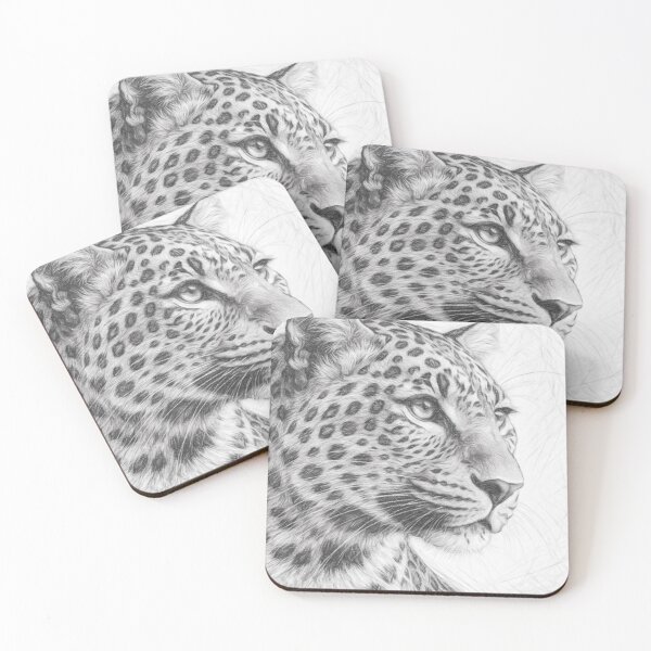 Item preview, Black and White Pencil Sketch of Leopard – Detailed Big Cat Wildlife Portrait Art Print designed and sold by Leon Woods Pencil Art.