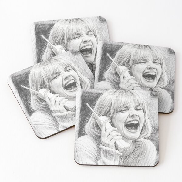 Item preview, Black and White Pencil Sketch Portrait of Terrified Woman – Classic 90s Slasher Film Inspired Art designed and sold by Leon Woods Pencil Art.