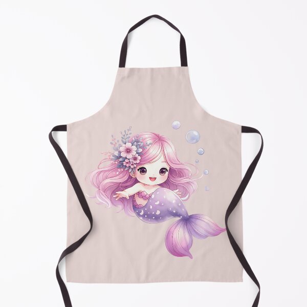 Item preview, Cute Pink Mermaid Princess with Flowers Pastel Watercolor Illustration designed and sold by GogaVibeRe.