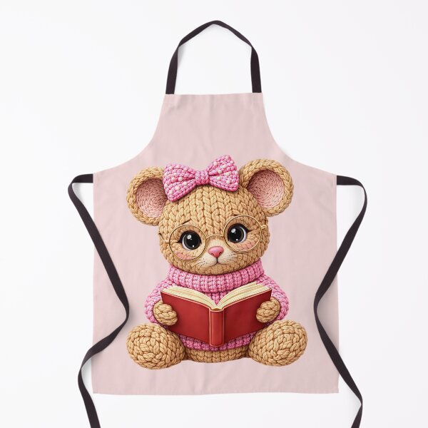 Item preview, Cute Crochet Look Mouse Reading Red Book Kids Illustration designed and sold by GogaVibeRe.