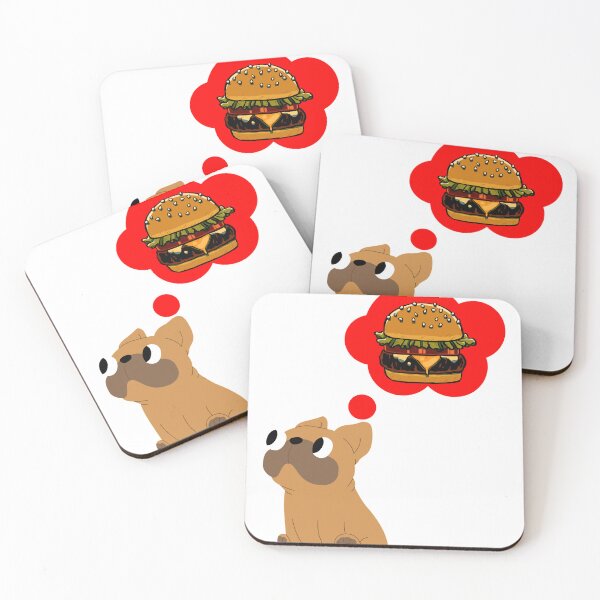 Item preview, french bulldog breed dog thinking about hamburger designed and sold by geekmania48.