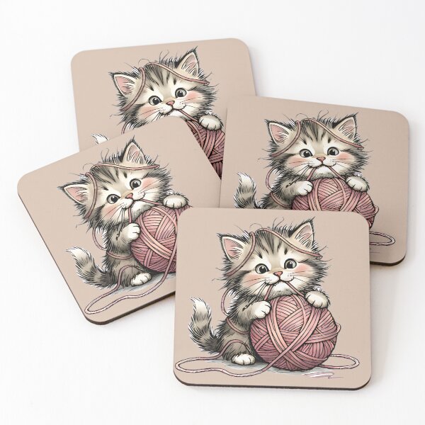 Item preview, Playful Kitten With Yarn Cute Cat Design designed and sold by GogaVibeRe.