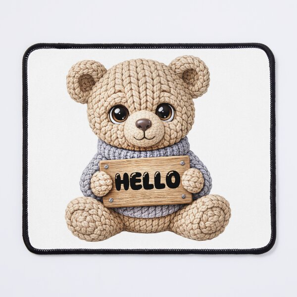 Item preview, Cute Yarn Teddy Bear Saying Hello designed and sold by GogaVibeRe.