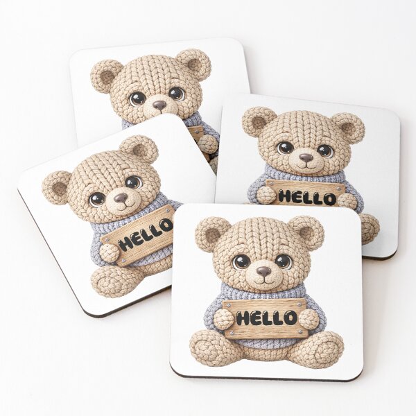 Item preview, Cute Yarn Teddy Bear Saying Hello designed and sold by GogaVibeRe.