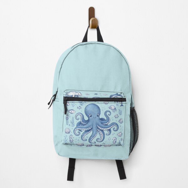 Item preview, Cute Watercolor Blue Octopus and Sea Animals designed and sold by GogaVibeRe.