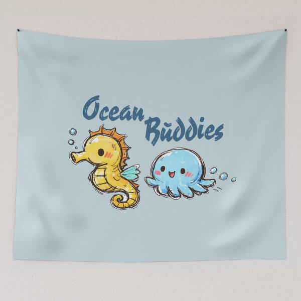Item preview, Watercolor Sea Friends Seahorse and Octopus designed and sold by GogaVibeRe.
