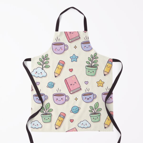 Item preview, Cute Kawaii Doodle Pattern – Pastel Cartoon Book,Pencil, Cup & Happy Objects designed and sold by RushVibeWear.