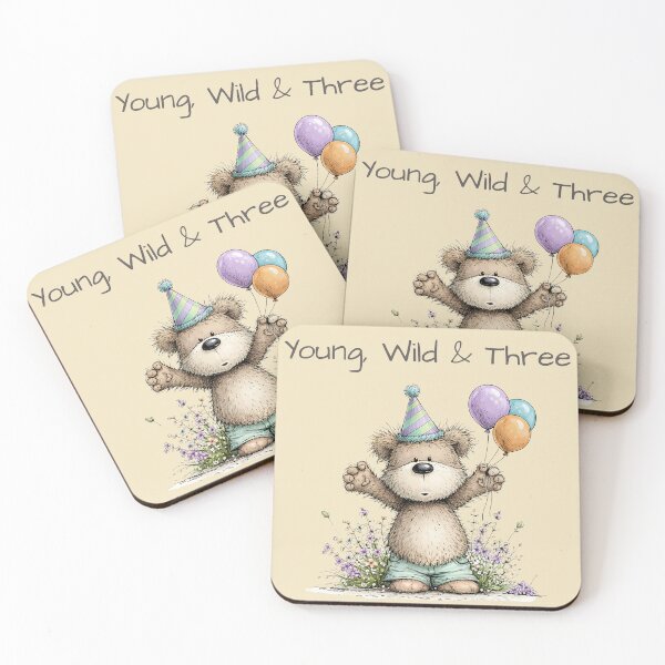 Item preview, Young Wild and Three, Watercolor Bear Birthday designed and sold by GogaVibeRe.