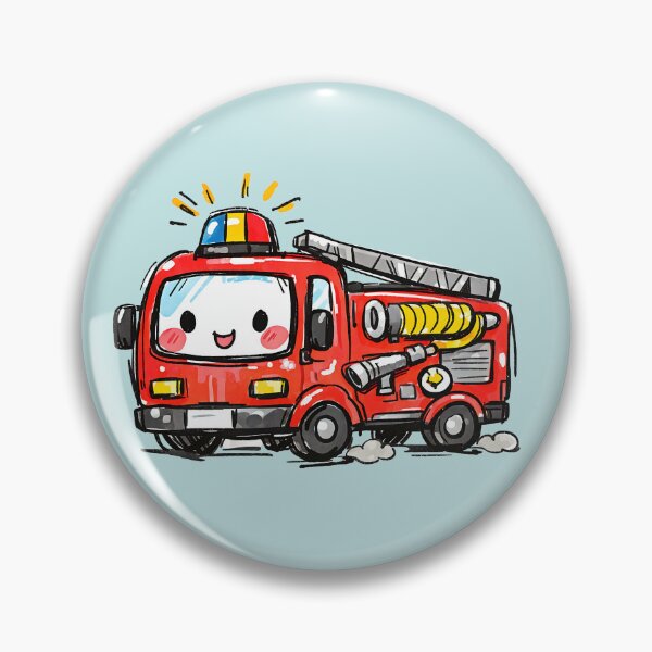 Item preview, Cute Fire Truck kid style illustration designed and sold by GogaVibeRe.