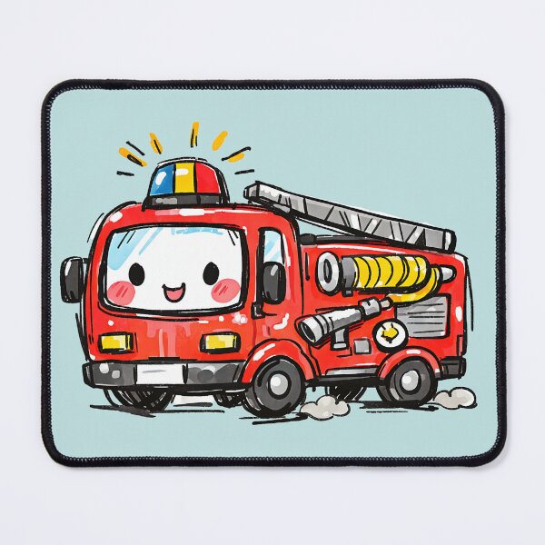 Item preview, Cute Fire Truck kid style illustration designed and sold by GogaVibeRe.