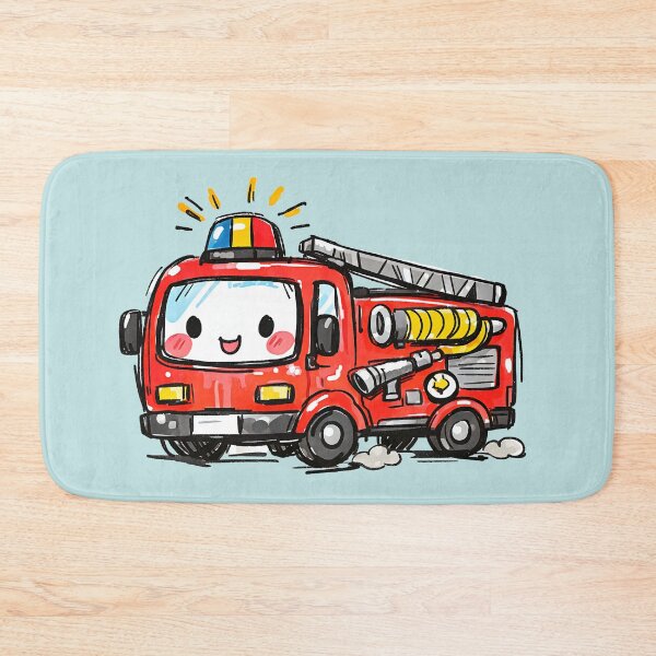 Item preview, Cute Fire Truck kid style illustration designed and sold by GogaVibeRe.