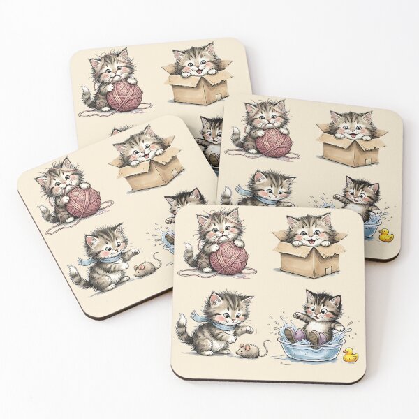 Item preview, Cute Kittens Playing Funny Cat Set designed and sold by GogaVibeRe.
