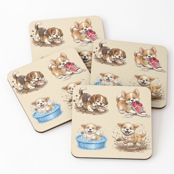 Item preview, Cute Playful Puppies Funny Dog Set designed and sold by GogaVibeRe.