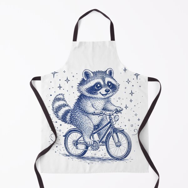 Artikelvorschau, Niedliche Illustration eines Waschbären auf einem Fahrrad (blau) entworfen und verkauft von GogaVibeRe.