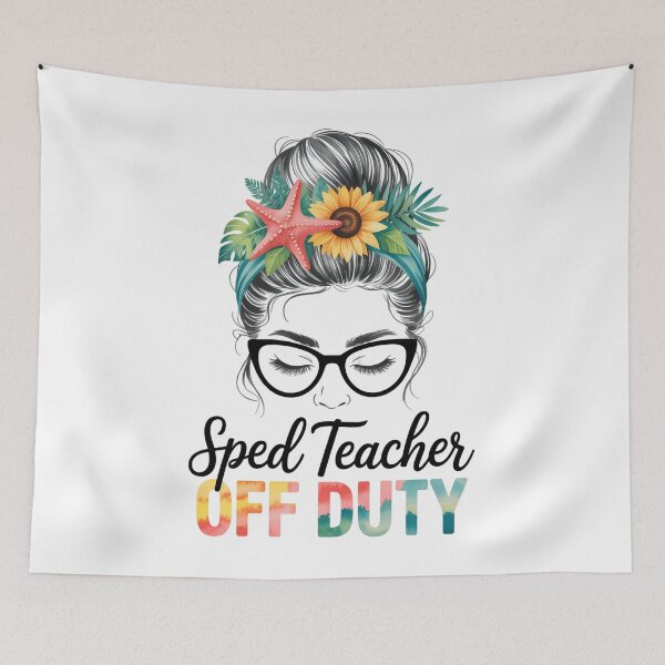 Item preview, SPED Teacher Off Duty Messy Bun Vacation Summer Vibes designed and sold by TyraYoung.