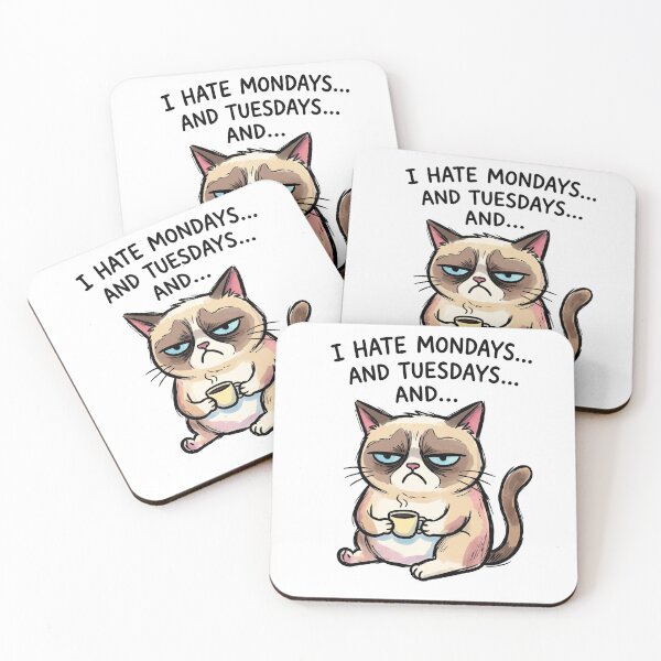 Item preview, Grumpy Cat Monday Blues - Funny "I Hate Mondays" Sassy Kitty designed and sold by 1434s.