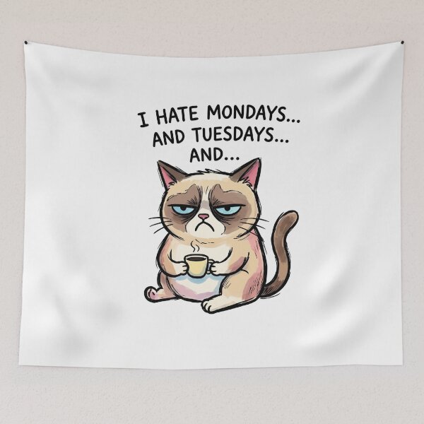 Item preview, Grumpy Cat Monday Blues - Funny "I Hate Mondays" Sassy Kitty designed and sold by 1434s.