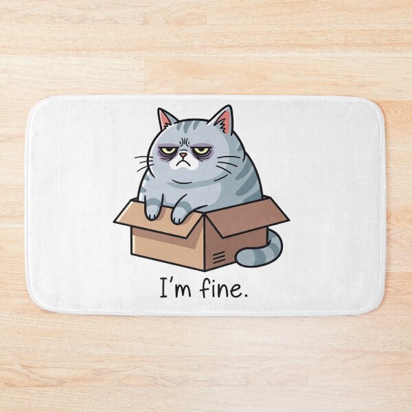 Item preview, Grumpy "I'm Fine" Cat - Funny Dark Circles Kitty in a Box  designed and sold by 1434s.