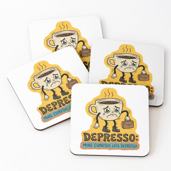 Item preview, Funny "Depresso" Coffee - More Espresso Less Depresso Work Humor Sticker designed and sold by 1434s.
