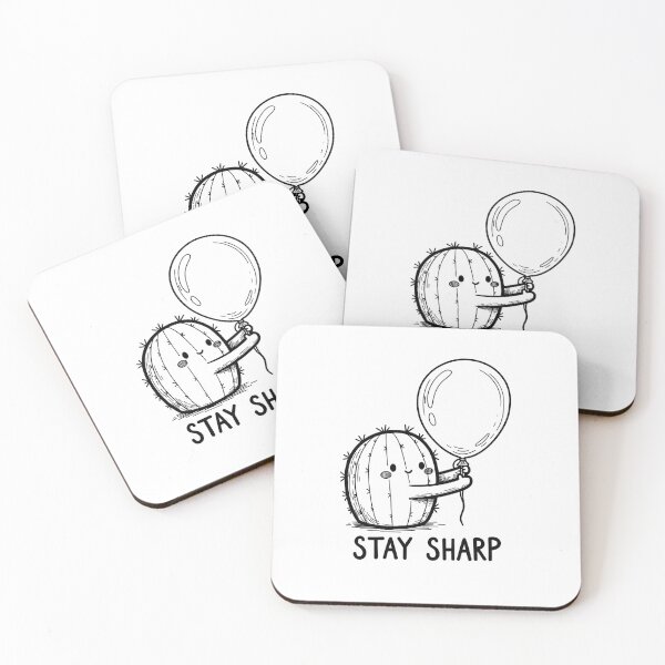 Item preview, Stay Sharp Cactus - Cute Pun & Motivational Line Art Sticker designed and sold by 1434s.
