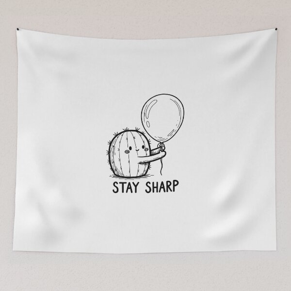Item preview, Stay Sharp Cactus - Cute Pun & Motivational Line Art Sticker designed and sold by 1434s.