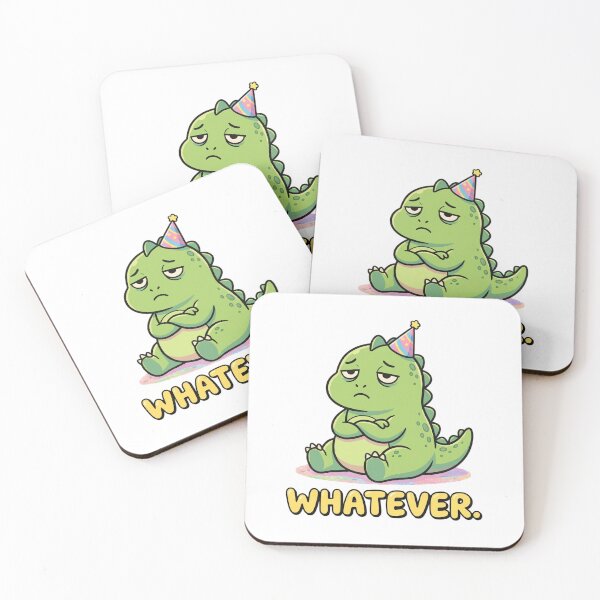 Item preview, Bored Party Dino - "WHATEVER." Sassy Aesthetic Dinosaur Sticker designed and sold by 1434s.