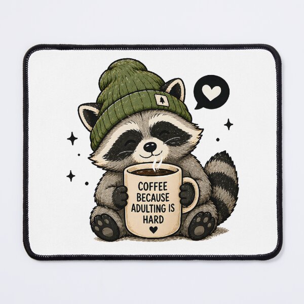 Item preview, Coffee Because Adulting Is Hard – Cute Raccoon Funny Design designed and sold by Hischers Solution.