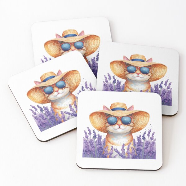 Item preview, Cute Cat in Sunhat and Sunglasses Sitting in Bluebells designed and sold by Soulstar Designs.