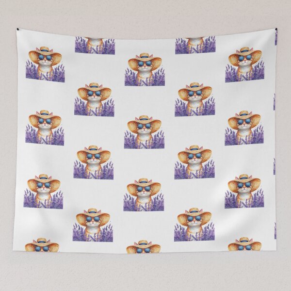 Item preview, Cute Cat in Sunhat and Sunglasses Sitting in Bluebells designed and sold by Soulstar Designs.