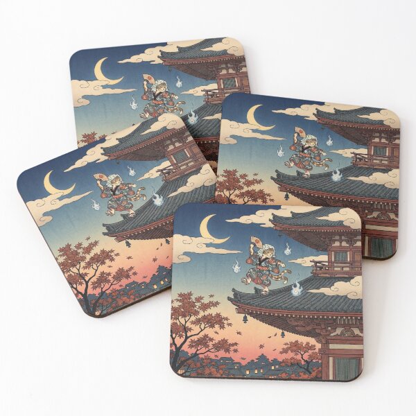 Item preview, Nekomata Dancing on the Rooftop — Nekomata Odori no Zu | Japanese Ukiyo-e Cat Art designed and sold by Ukiyo Neko Hyakkei - Cats of the Floating World-.