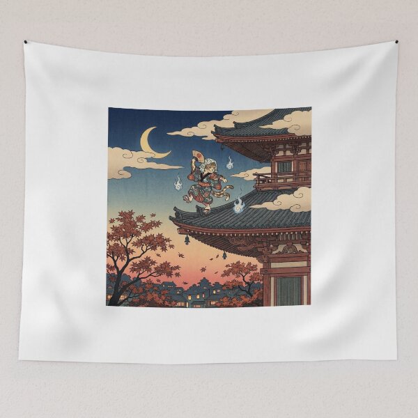 Item preview, Nekomata Dancing on the Rooftop — Nekomata Odori no Zu | Japanese Ukiyo-e Cat Art designed and sold by Ukiyo Neko Hyakkei - Cats of the Floating World-.
