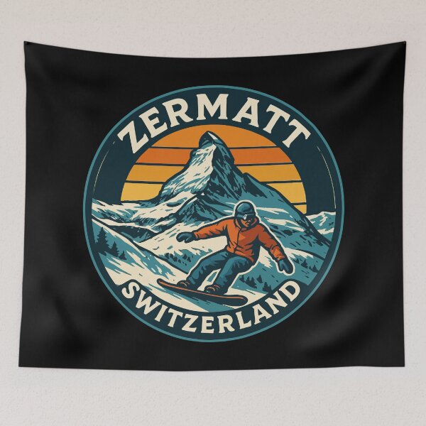 Item preview, Zermatt Switzerland Mountains Alps Retro designed and sold by TomFrontierArt.