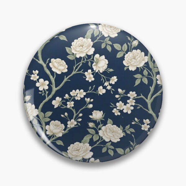 Item preview, Elegant Vintage Cream Roses on Midnight Navy designed and sold by BLUESKY11a.