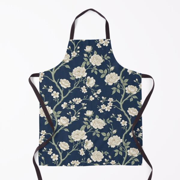 Item preview, Elegant Vintage Cream Roses on Midnight Navy designed and sold by BLUESKY11a.