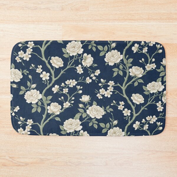 Item preview, Elegant Vintage Cream Roses on Midnight Navy designed and sold by BLUESKY11a.