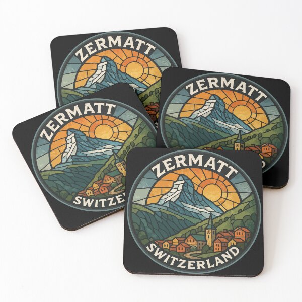 Item preview, Zermatt Town Switzerland Alps Stained Glass Travel designed and sold by TomFrontierArt.