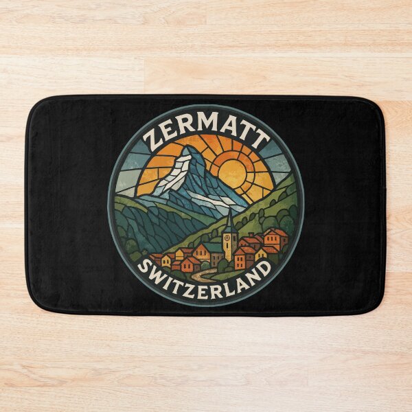 Item preview, Zermatt Town Switzerland Alps Stained Glass Travel designed and sold by TomFrontierArt.
