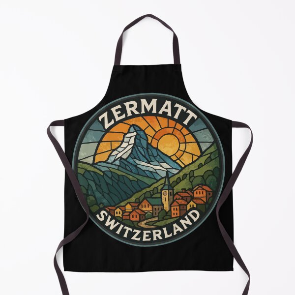 Item preview, Zermatt Town Switzerland Alps Stained Glass Travel designed and sold by TomFrontierArt.