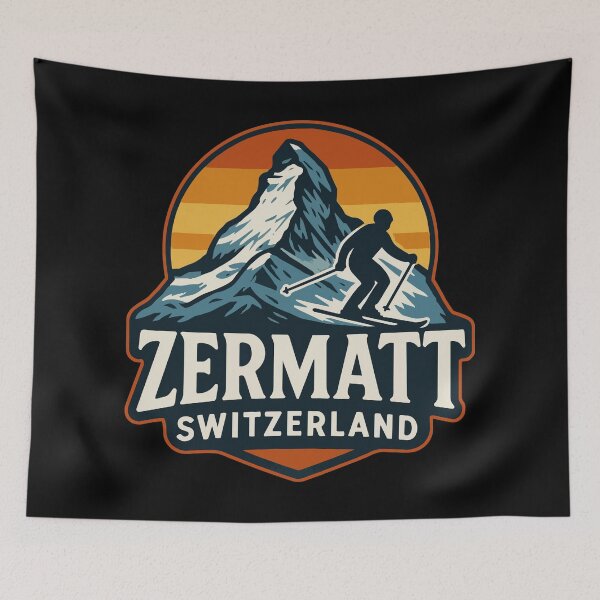 Item preview, Zermatt Mountain Switzerland Mountains Retro Vintage Travel designed and sold by TomFrontierArt.