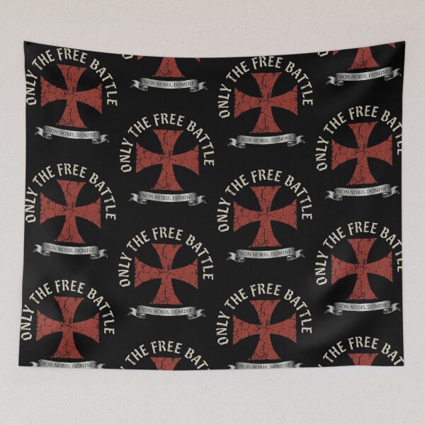 Item preview, Only The Free Battle Brave Templar Cross Latin Motto Crusader Knights designed and sold by b3ida-zl.