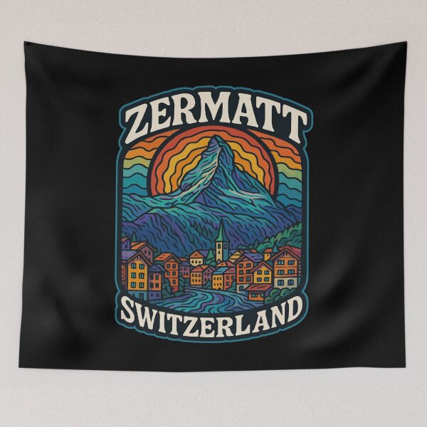 Item preview, Zermatt Switzerland Alps Psychedelic Trippy Art Travel designed and sold by TomFrontierArt.