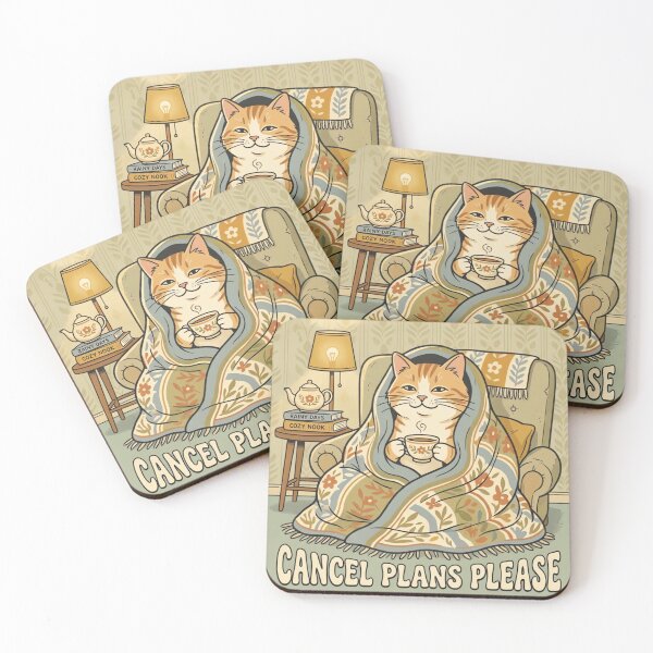 Item preview, Vintage Cozy Cat  Cancel Plans Please Retro 60s Style Illustration designed and sold by urbinet.