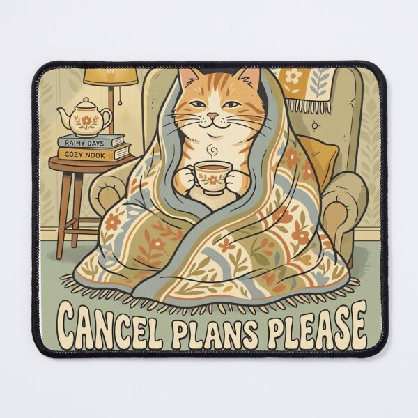 Item preview, Vintage Cozy Cat  Cancel Plans Please Retro 60s Style Illustration designed and sold by urbinet.
