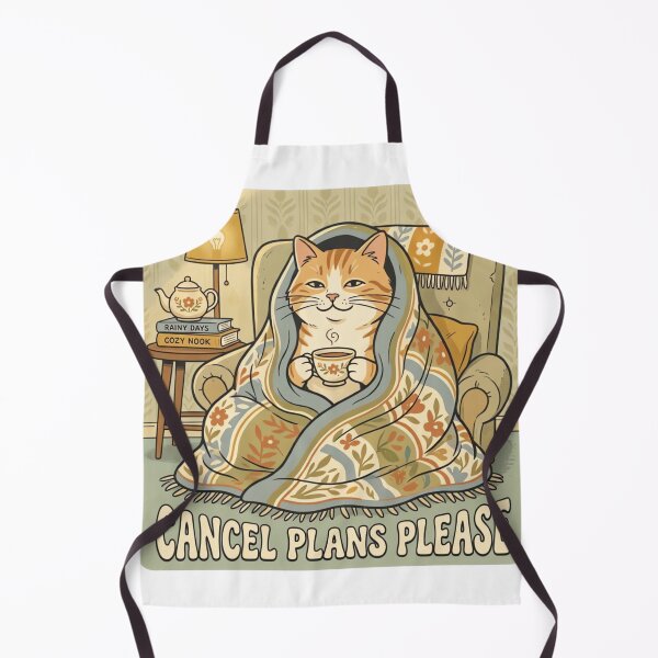 Item preview, Vintage Cozy Cat Cancel Plans Please Retro 60s Style Illustration designed and sold by urbinet.