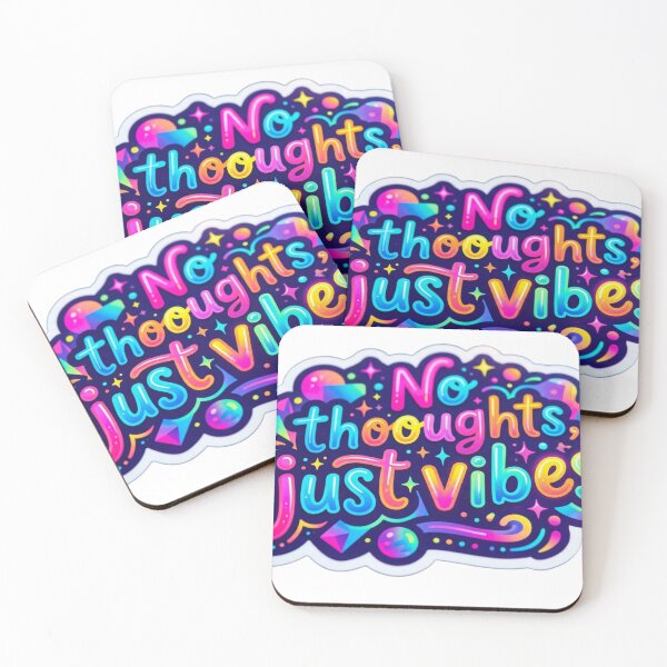 Item preview, No Thoughts Just Vibes | Colorful Neon Typography Aesthetic Sticker designed and sold by Vibe Glue.