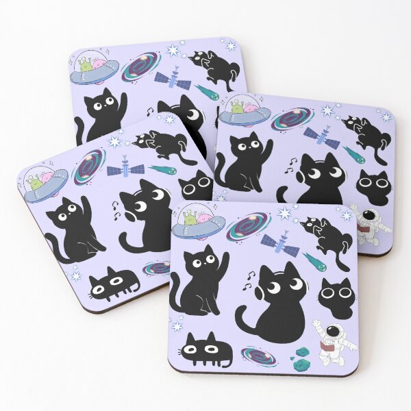 Item preview, Cosmic kawaii black cat in space designed and sold by BritishDelights.