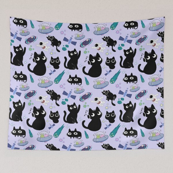 Item preview, Cosmic kawaii black cat in space designed and sold by BritishDelights.