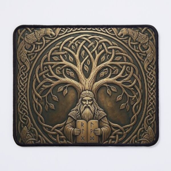 Item preview, Odin and Yggdrasil Bronze Relief - Norse Mythology World Tree designed and sold by GiftzCircle.